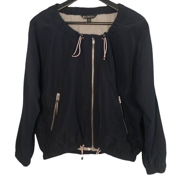 EUC Athleta Navy Blue Chill Bomber Sporty Jacket - Picture 9 of 15